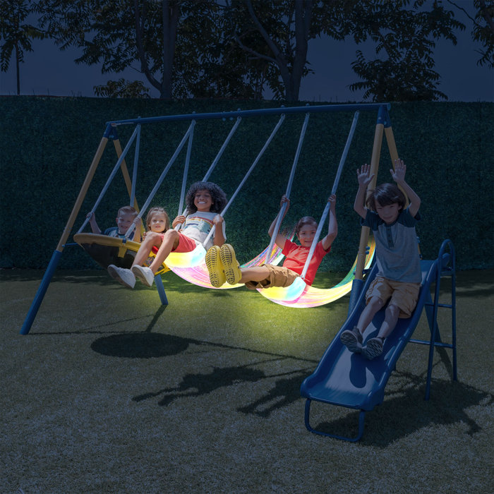 Sportspower Starlight Metal Swing Set with LED Light Up Swings and